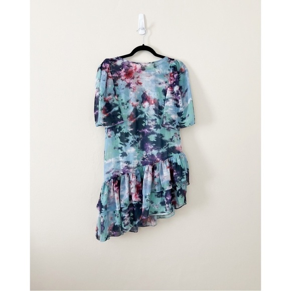 NWT LOVERS + FRIENDS Cala Asymmetric Floral Mini Dress Blue XXS (Oversized) - Picture 5 of 8